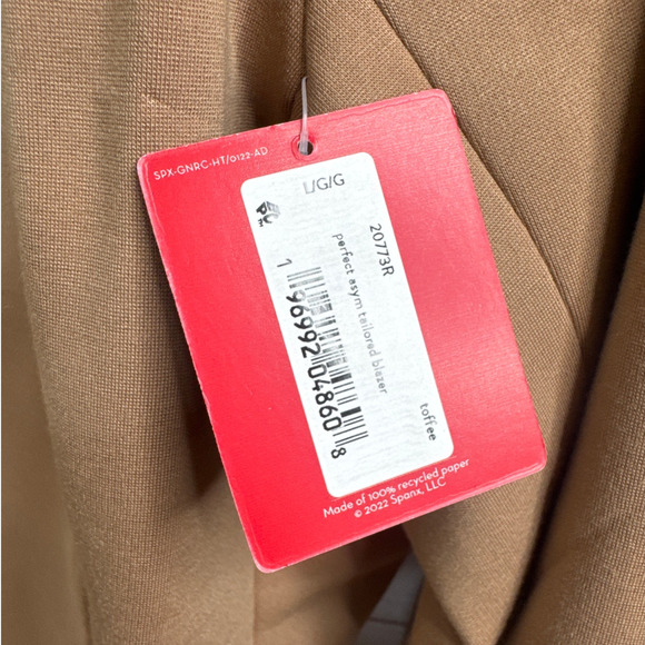Spanx Perfect Asymmetrical Tailored Blazer In Toffee  Women’s Size Large New - Picture 8 of 9